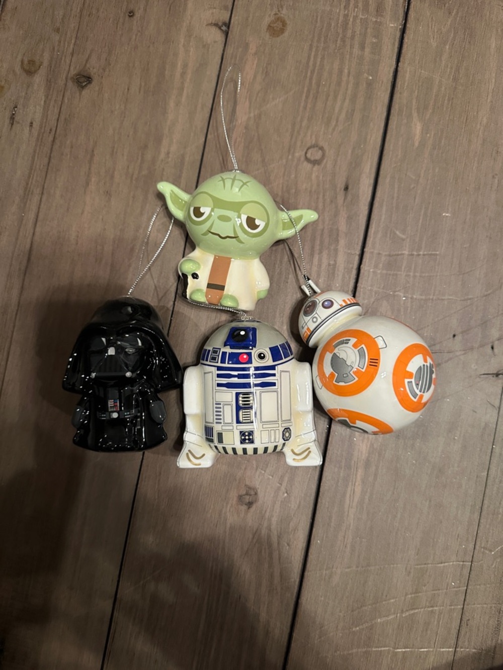 Star Wars Character Ornament Set - Yoda, Darth Vader, R2-D2, BB-8